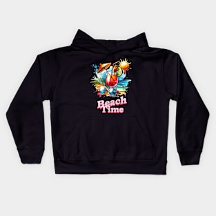 Summer time, Beach Time, Sun, Beach, Cocktail Kids Hoodie